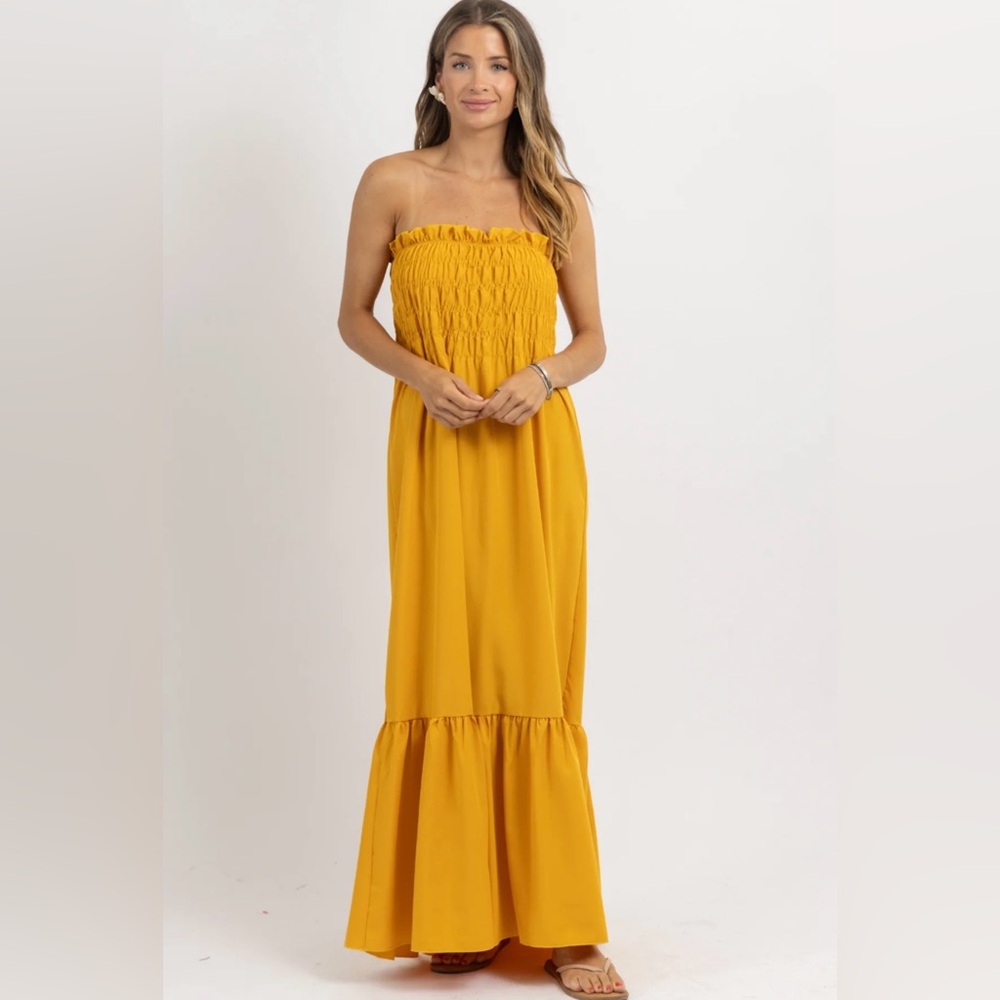 L’abeye marigold smock maxi dress - size M